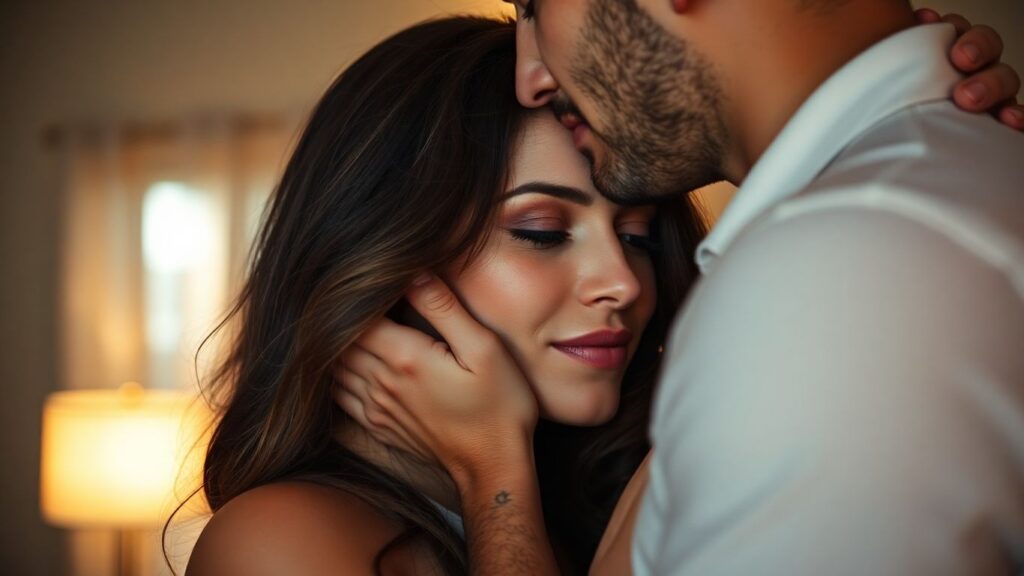 Couple in intimate embrace