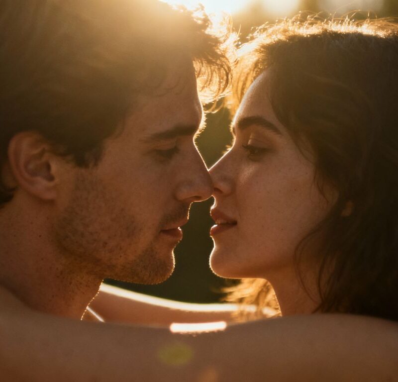 Couple in intimate embrace