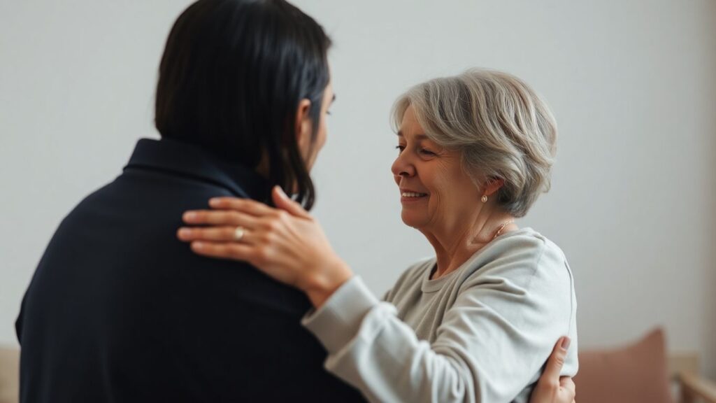 Couple in intimate embrace, communicating trust.