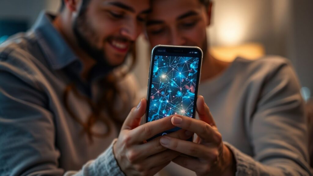 Couple using AI app for swinger connections