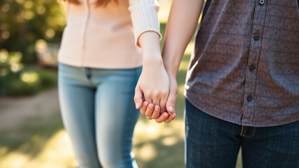 Couples holding hands, feeling grounded and connected.