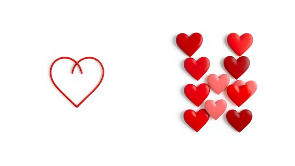 Interconnected hearts symbolizing monogamy and polyamory.