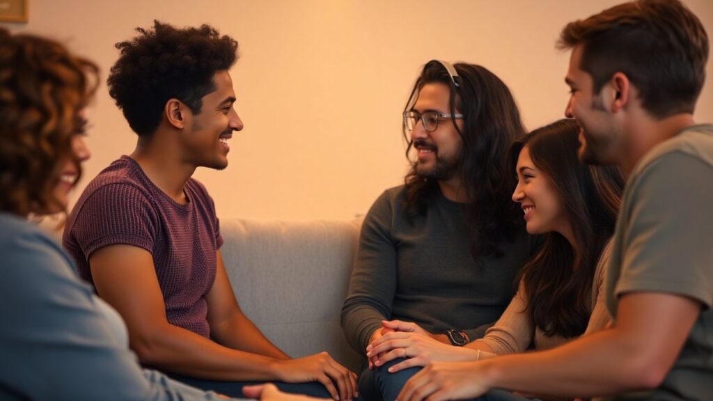 People connecting in a polyamorous relationship.