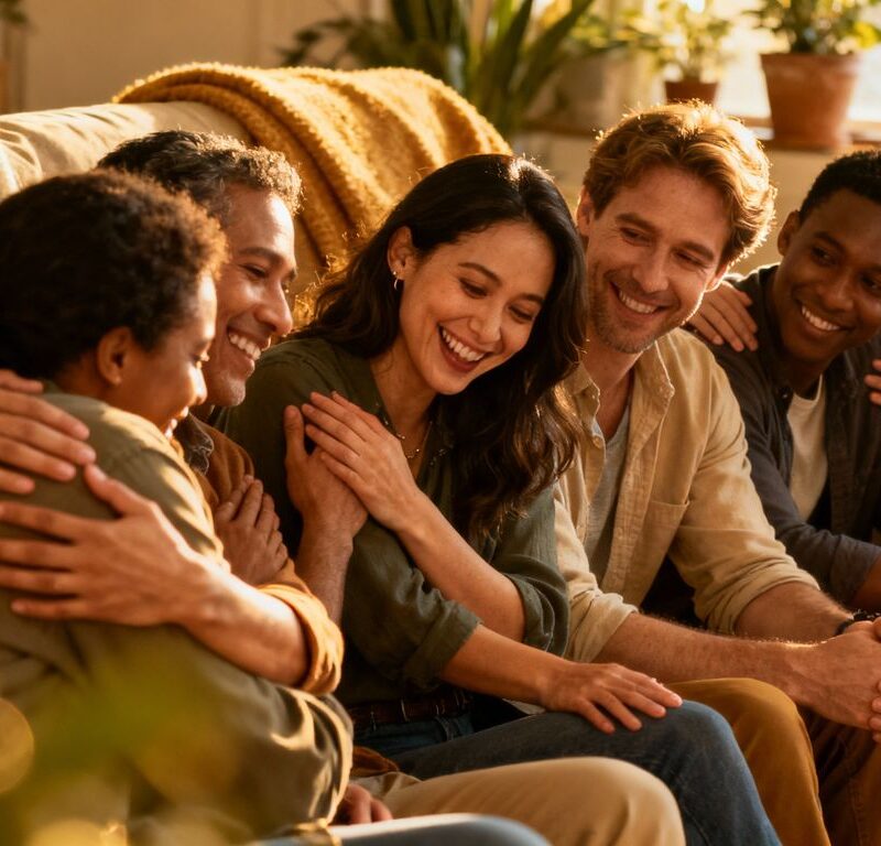 People showing affection and comfort in relationships.