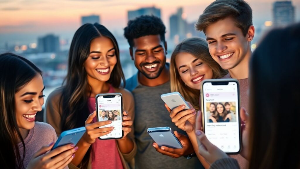 People using swinger AI dating apps on phones.