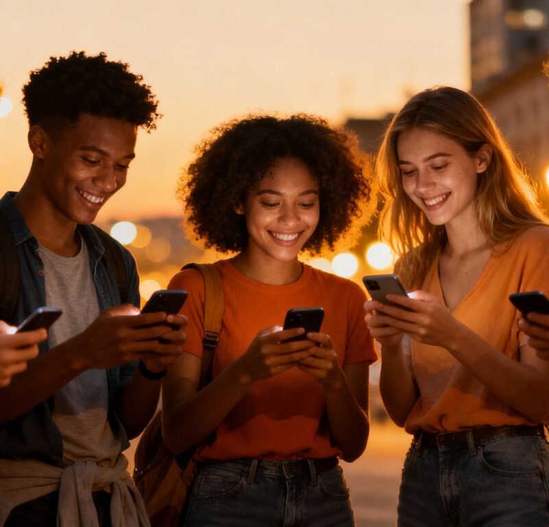 People using swinger AI dating apps on phones