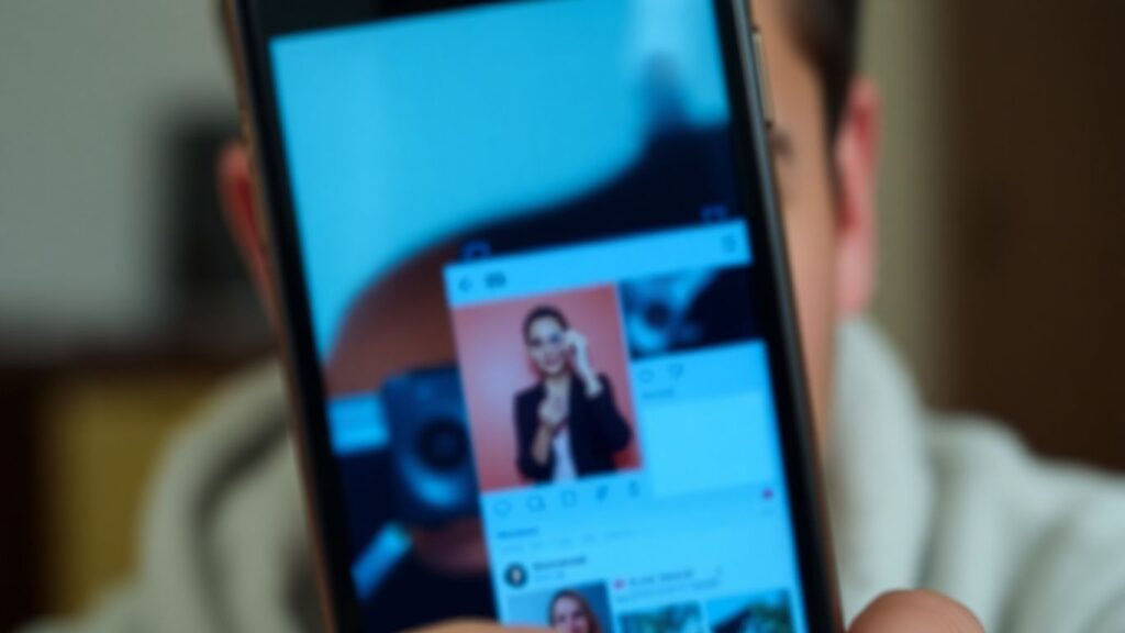 Person interacting with social media on a phone.