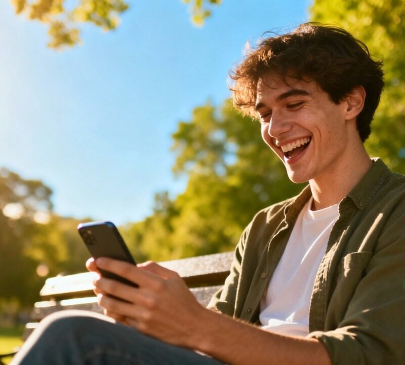 Person looking at social media on phone