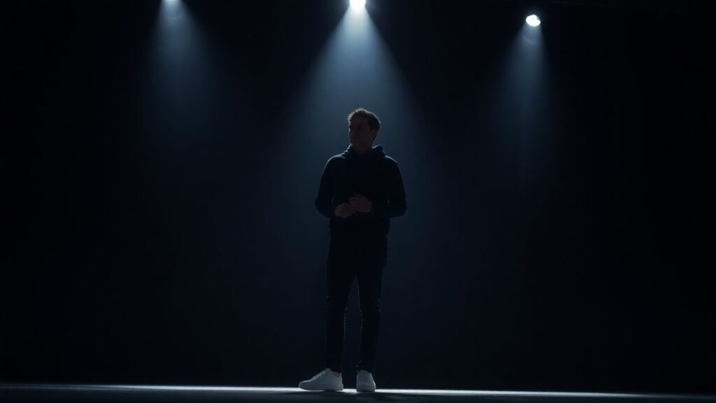 Person on stage in spotlight