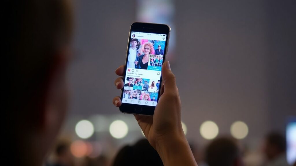 Person sharing content on a smartphone