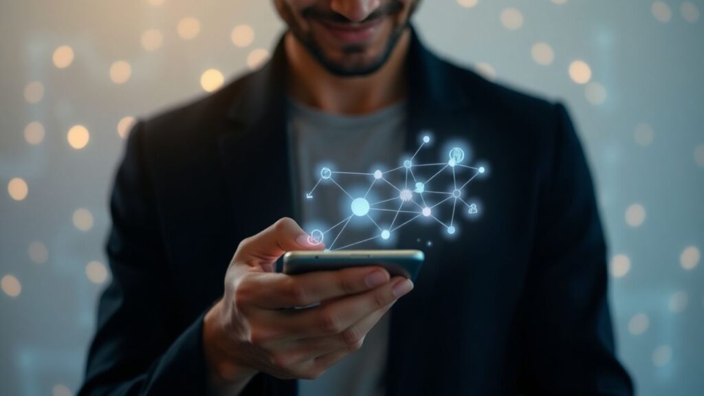 Person using AI app for social connection