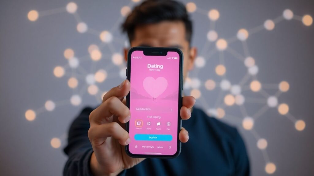 Person using a dating app on a smartphone.