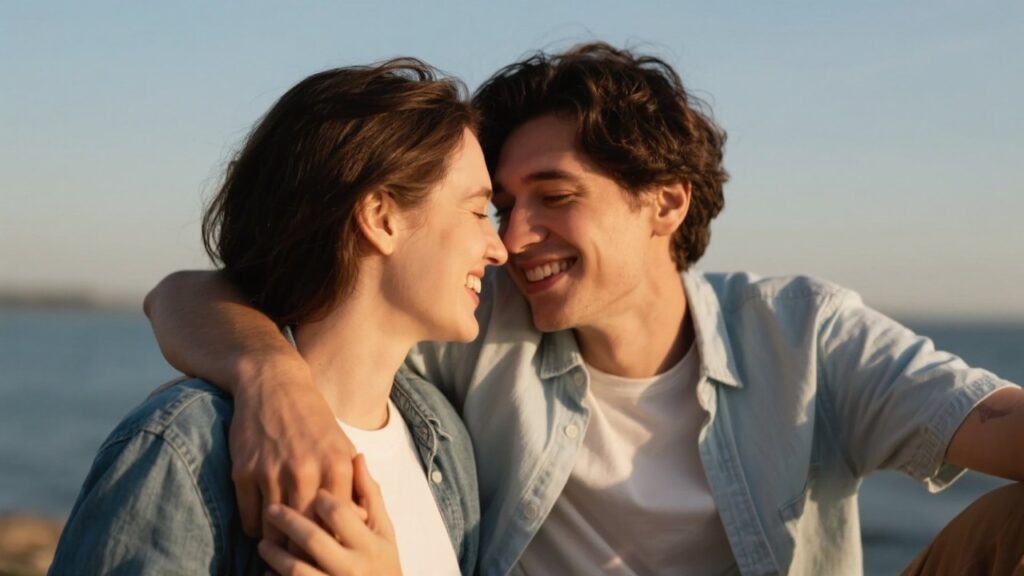 Couple in casual intimacy and friendship