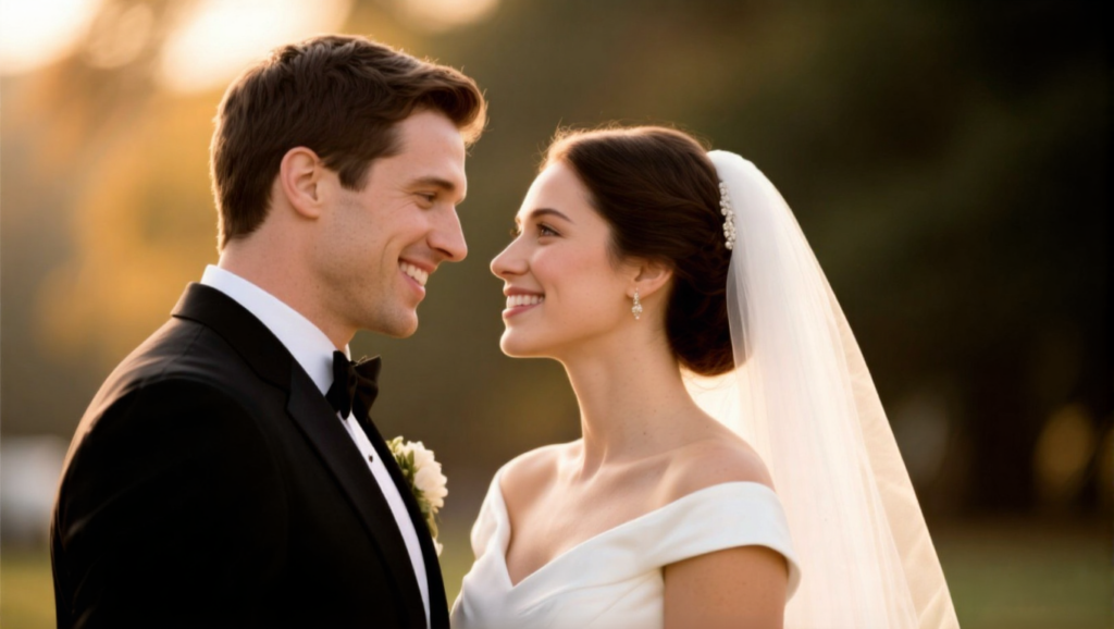 Couple looking at each other affectionately, implying commitment.