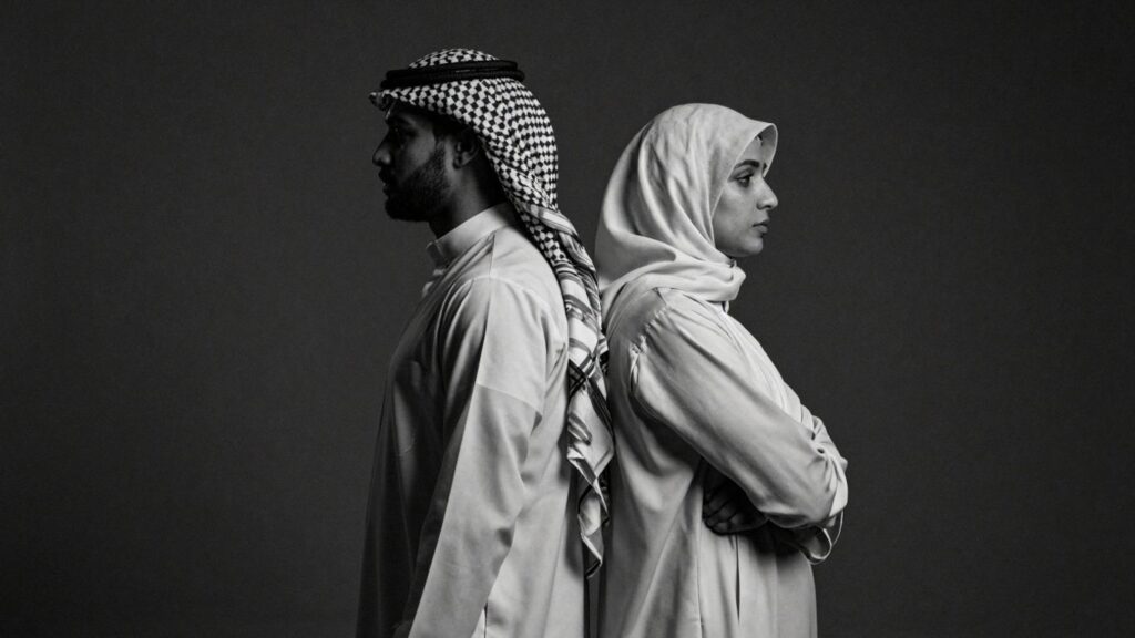 Couple walking away from each other, relationship red flags.