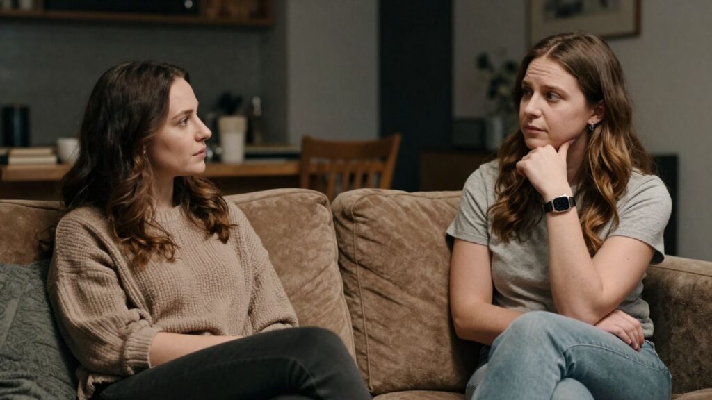 Couples discussing relationships and communication styles.