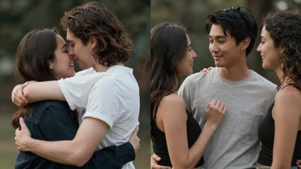 Couples in different relationship scenarios.