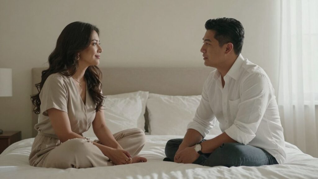 Couples interacting respectfully at a party.