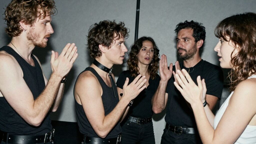 Diverse adults in intimate, consensual play.