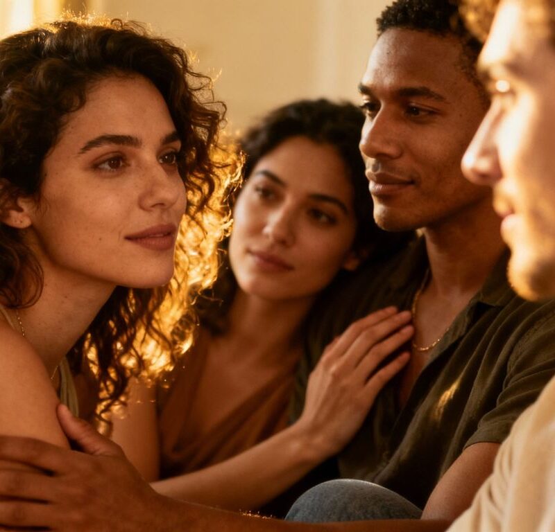 Diverse group in intimate polyamorous relationship