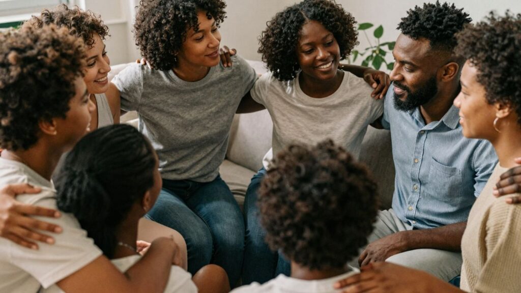 Diverse partners in a loving, interconnected relationship.