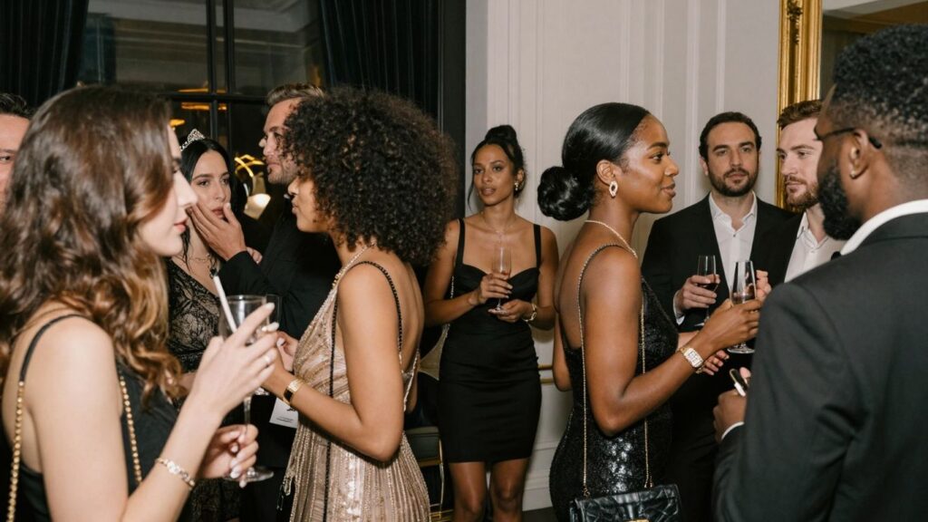 Elegant people at a sophisticated party.