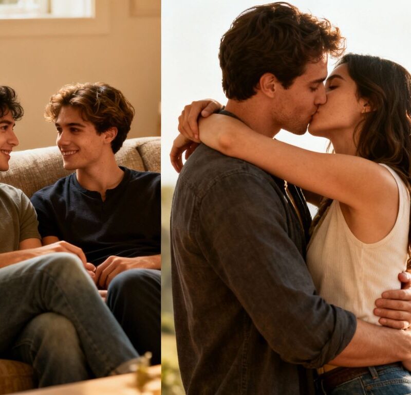 Friends vs. swinging couple comparison image.