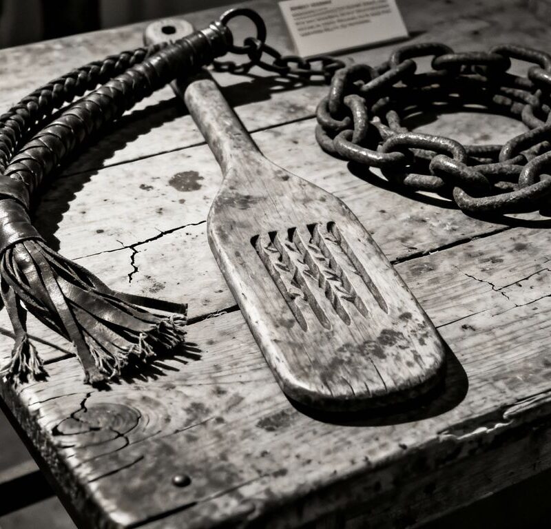 Historical implements for corporal punishment.