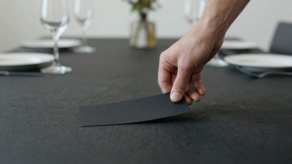 Person walking away from a black sheet party.