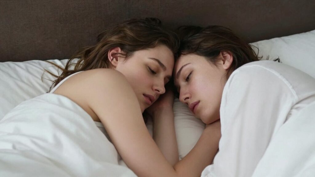 Three people in an intimate setting, hinting at jealousy.