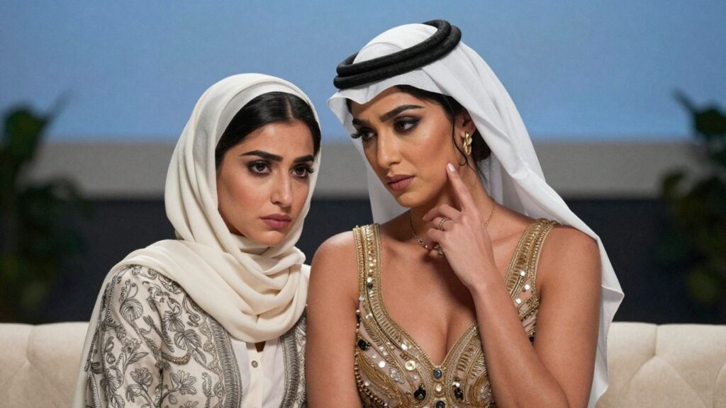 Two women in a tense, dramatic confrontation.