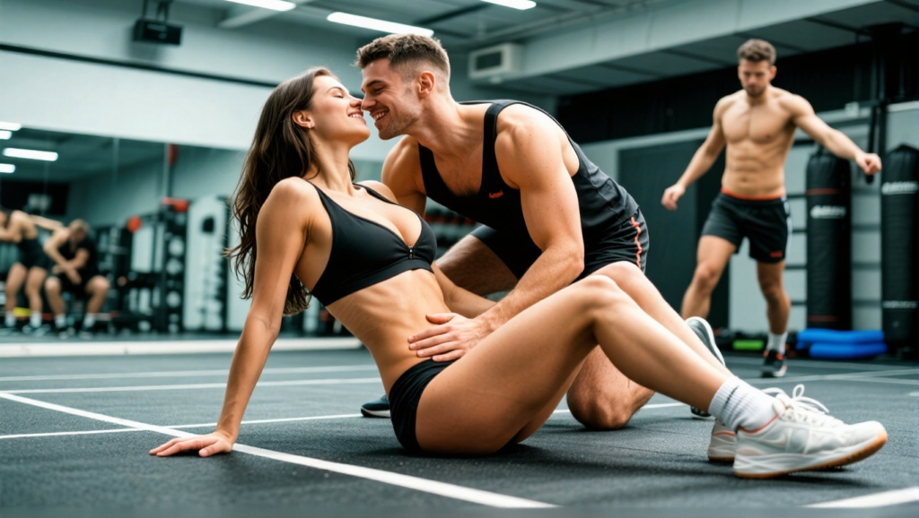 Athletes in intense physical competition, faces showing strain and determination.