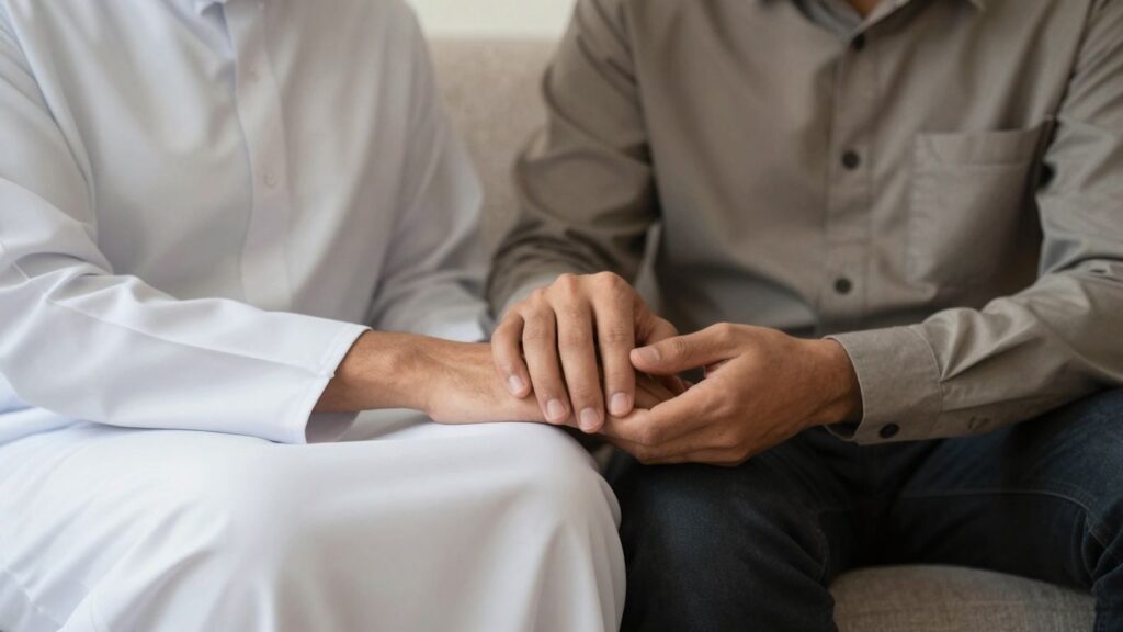 Couple discussing boundaries with respect and understanding.