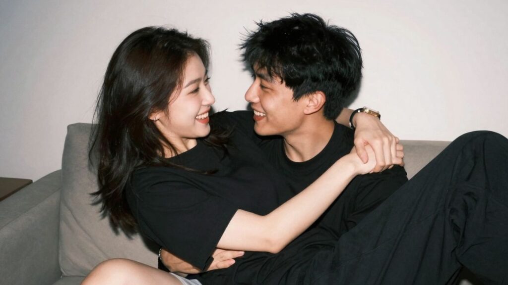 Couple enjoying intimate recreational activity together.