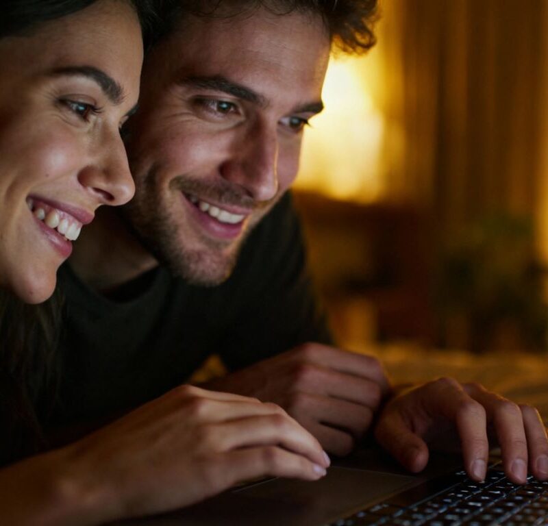 Couple interacting online, digital foreplay.