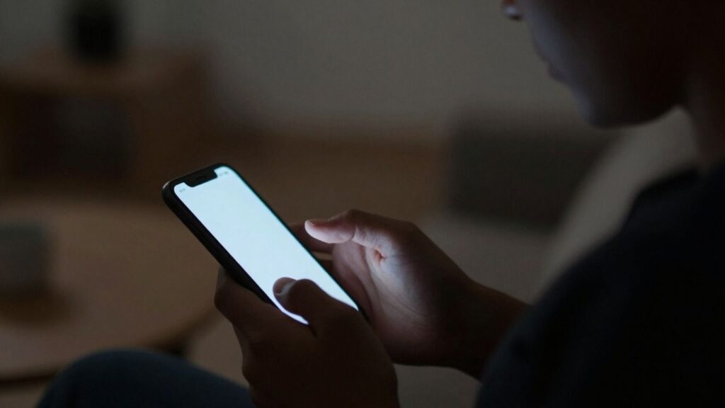 Couple interacting with a smartphone during online dating.