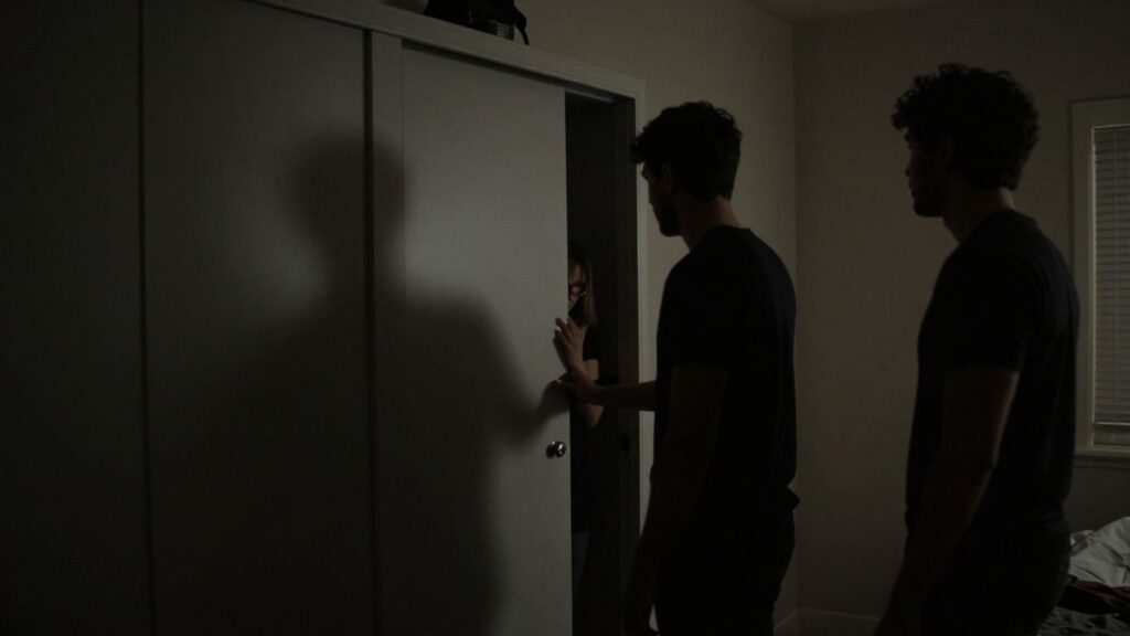 Couple near closet door, intimate atmosphere