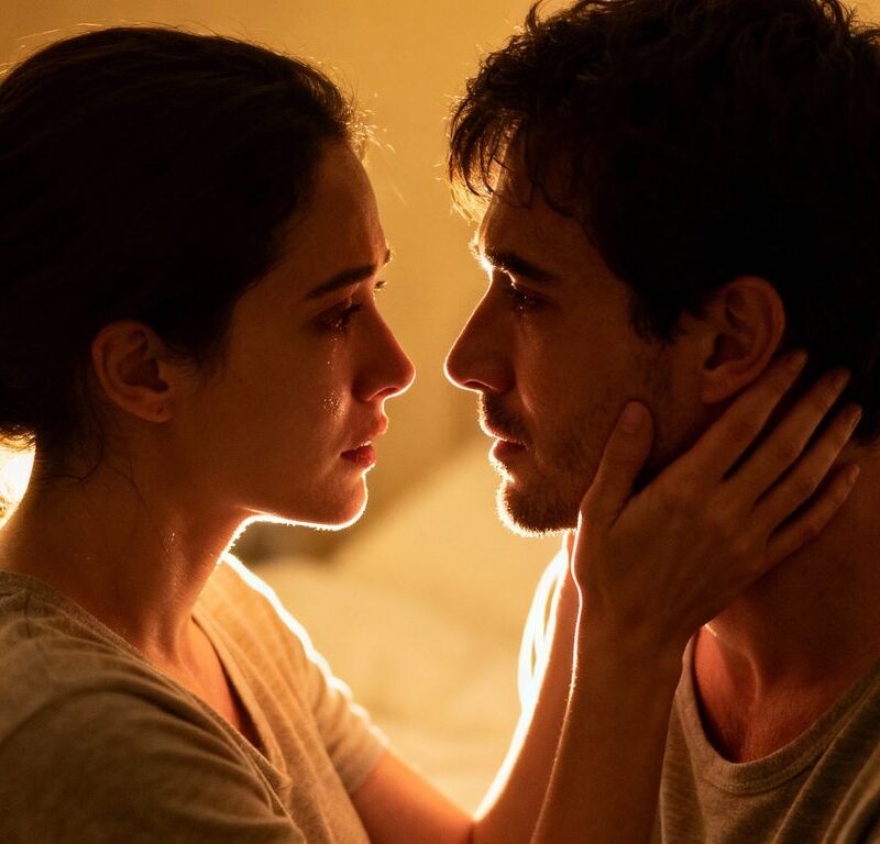 Couple sharing an intimate and tender moment.