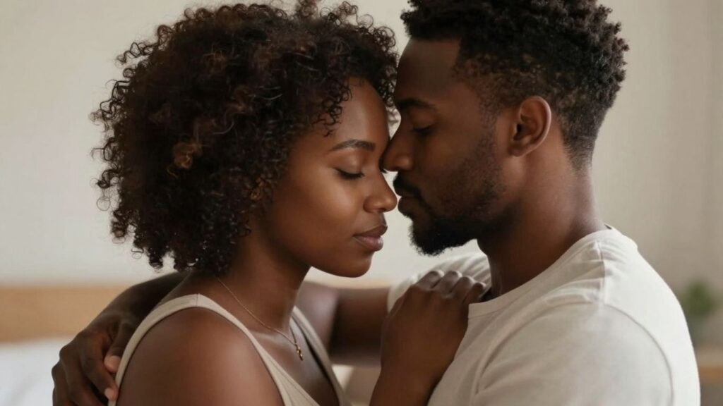 Couple sharing an intimate moment of emotional connection.