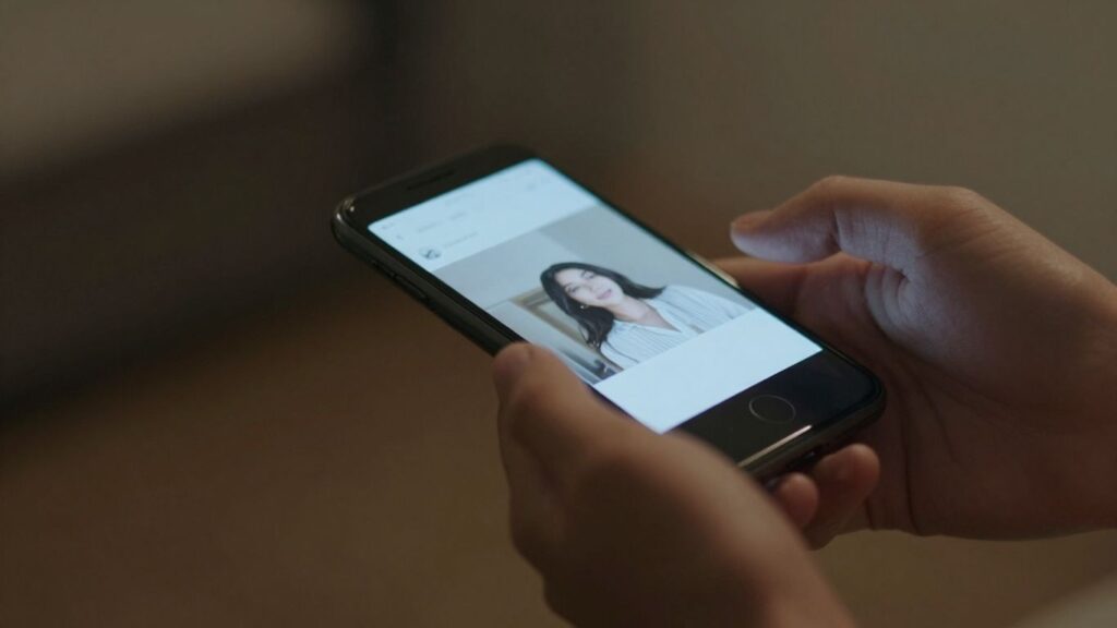 Hands exchanging photos on smartphones