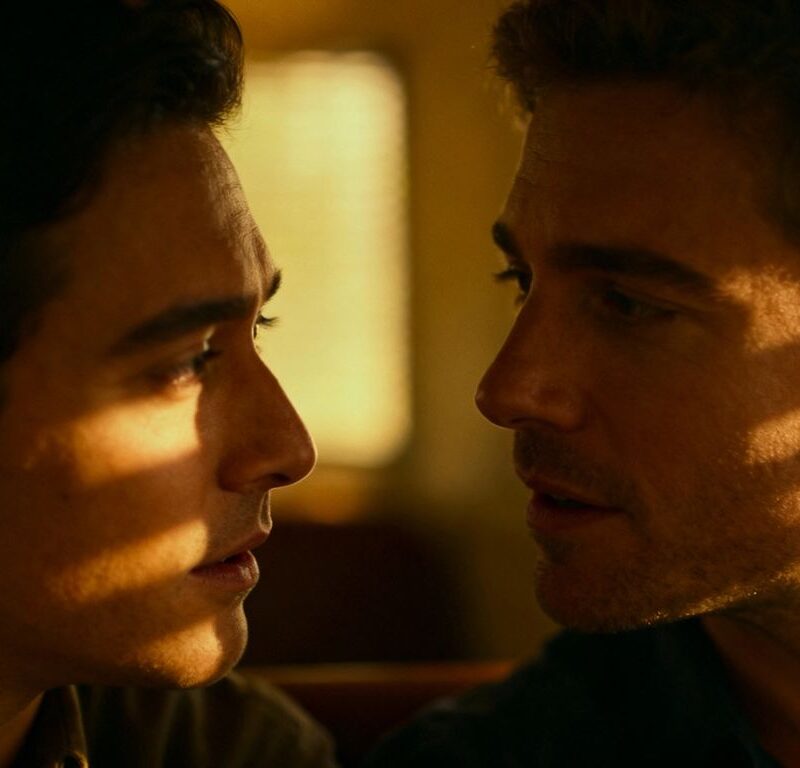 Two men exploring intimacy without self-definition.