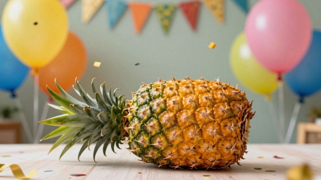 Upside-down pineapple at a party.